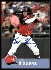 2019 Hickory Crawdads JAX BIGGERS Signed Card autograph auto RANGERS RAZORBACKS