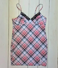 NoBo Junior Women's XL (15-17) Dress, Pink Black White Plaid, Lace Accent, Used
