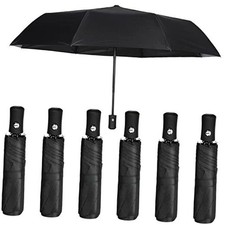 6 Pcs Travel Compact Umbrella Automatic Open Close Windproof Small Light Black