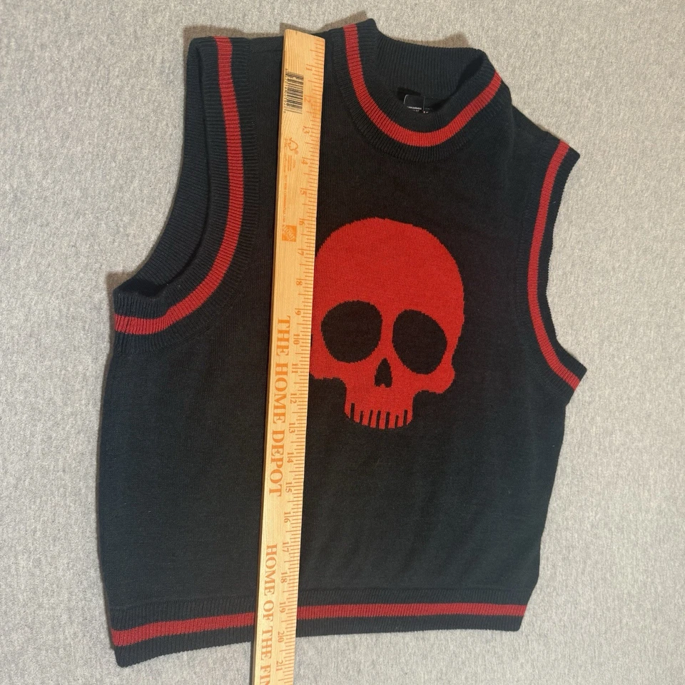 Hot Topic Negro y Rojo Rayas Calavera en Suéter Chaleco L Grande Halloween Horror Foto 4 de 4