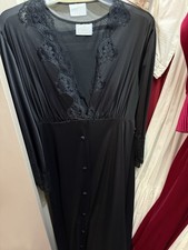 Vintage Jolie Robe Gown Black Size Small Lace Bell Sleeves