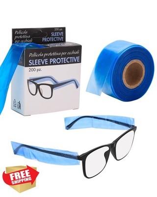 BARBERTOP Disposable Eyeglass Sleeves Blue 200 Pack