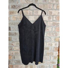 Wilfred Free Faux Suede V Neck Spaghetti Strap Mini Little Black Dress Size L
