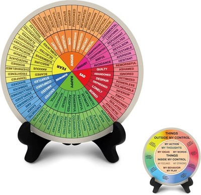 Emotion Wheel, Double-Sided Feelings Wheel with Stand, Counseling Office (ML, 1)