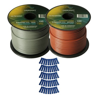Harmony Car Primary 16 Gauge Power or Ground Wire 200 Feet 2 Rolls Brown & Gray