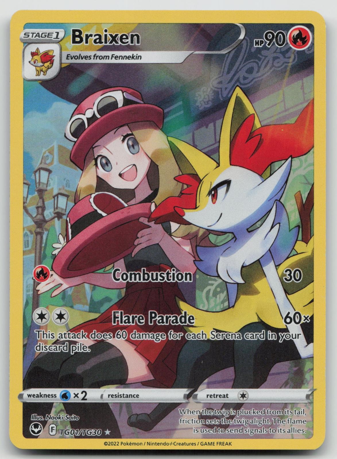 Braixen TG01/TG30 Holo Silver Tempest Trainer Gallery Pokemon NM