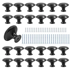 25PCS Black Mushroom Knobs Stainless Steel Dresser Knobs 1-3/16 inch Diameter...