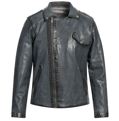 NWT Freaky Nation Gray/Blue Fading Color Biker Soft Leather Jacket Germany Sz L