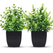 2 Packs Small Fake Plants Artificial Greenery Plants in Pots for Home Bedroom...