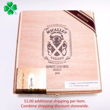 Caja de cigarros de madera vacía Micallef Corona Extra Habano 7" x 6,5" x 2,25"