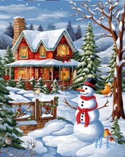 Christmas Wonderland After the Snow - Printed Needlepoint Canvas