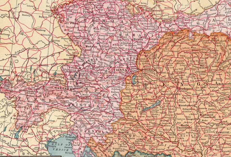 Antigua Austria Hungría Bosnia 1906 Mapa Atlas Mapa de Austria Decoración de Pared 1737 Foto 3 de 4