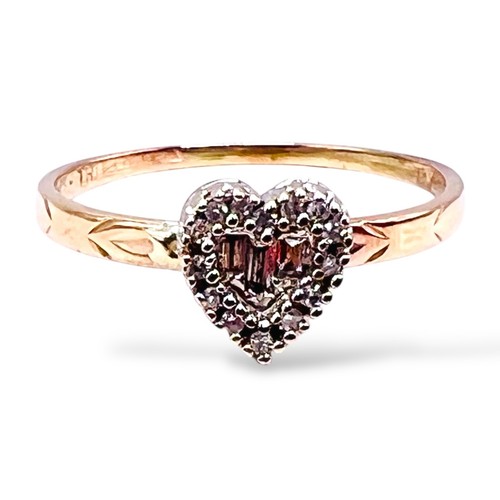 Natural Diamond Heart 10k Yellow Gold Stackable Promise Ring Size 5.25 ...