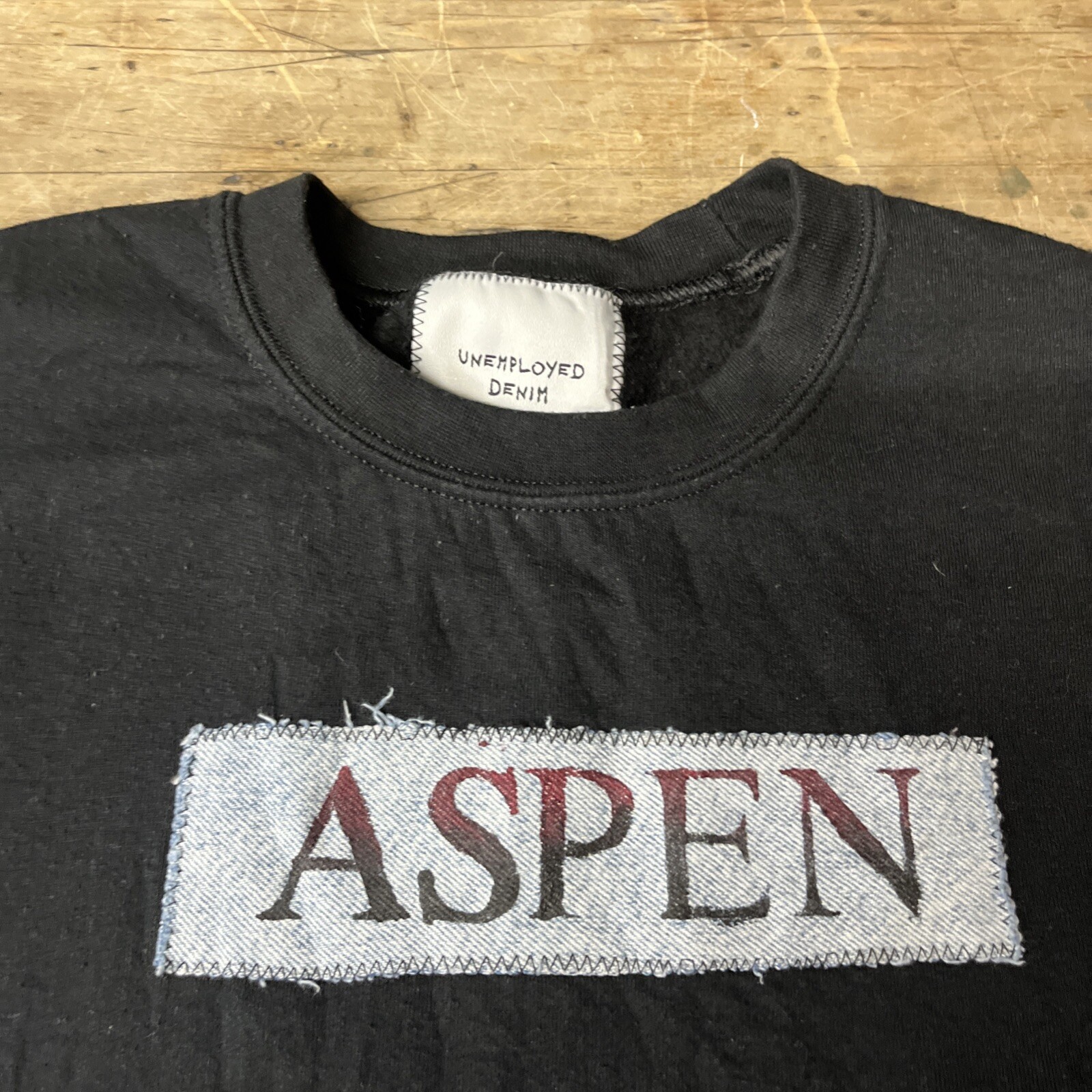 Unemployed Denim Aspen Patchwork Sweatshirt Sz Sm… - image 2