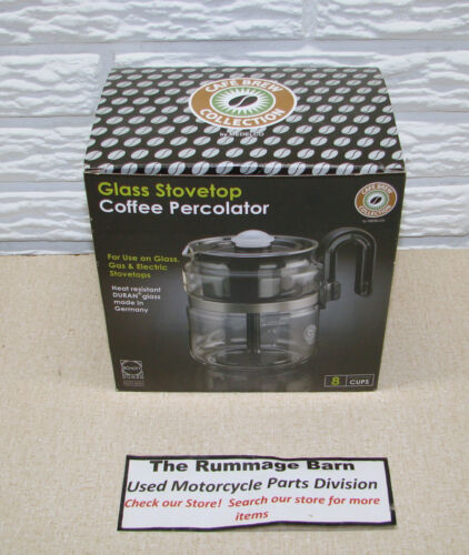 new CAFE BREW COLLETION 8 CUP GLASS STOVETOP COFFEE PERCOLATOR