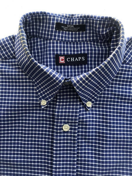 CHAPS  EUC Button-down Long-sleeve Blue Cotton Po… - image 1