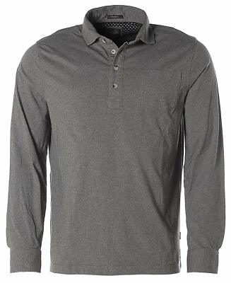 Kitaro Herren Langarm Shirt Poloshirt Polokragen -URBAN FIT- (Grey mel XL) X0336
