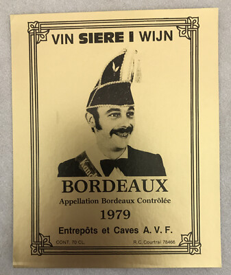 Vtg Courtrai Bordeaux Vin Siere I Wijn Bordeaux Controlee 1979 Wine Label