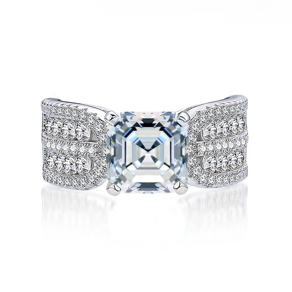 2.5ct Moissanite 8x8mm Diamond 925 Silver Engagement Ring