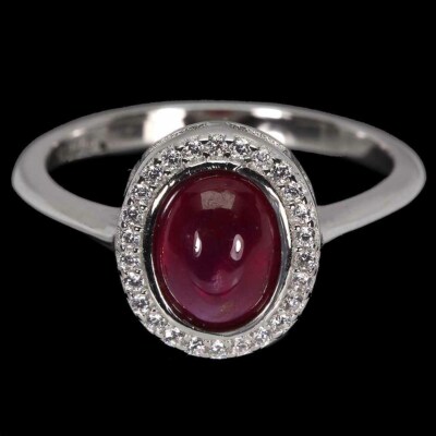 925 Sterling Silver Ring Oval  Ruby 7x5mm Natural  Gemstone Jewelry Size 8