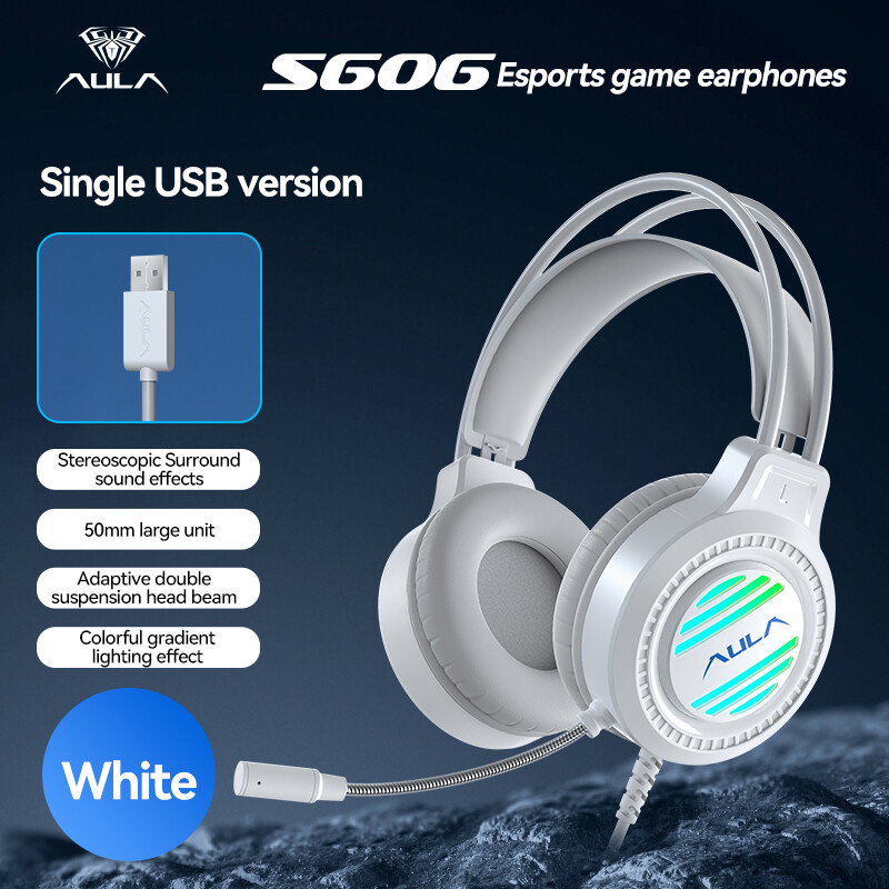 Wired Gaming Aula Q9 Rgb Gaming Headset With Mic Headphone With Attached  Mic Aula Wind F606 RGB Wired Gaming