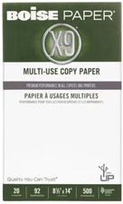 BOISE  X-9 MULTIUSE PAPER 20 LB. 8.5X 14 INCHES FSC X9FSCCTN