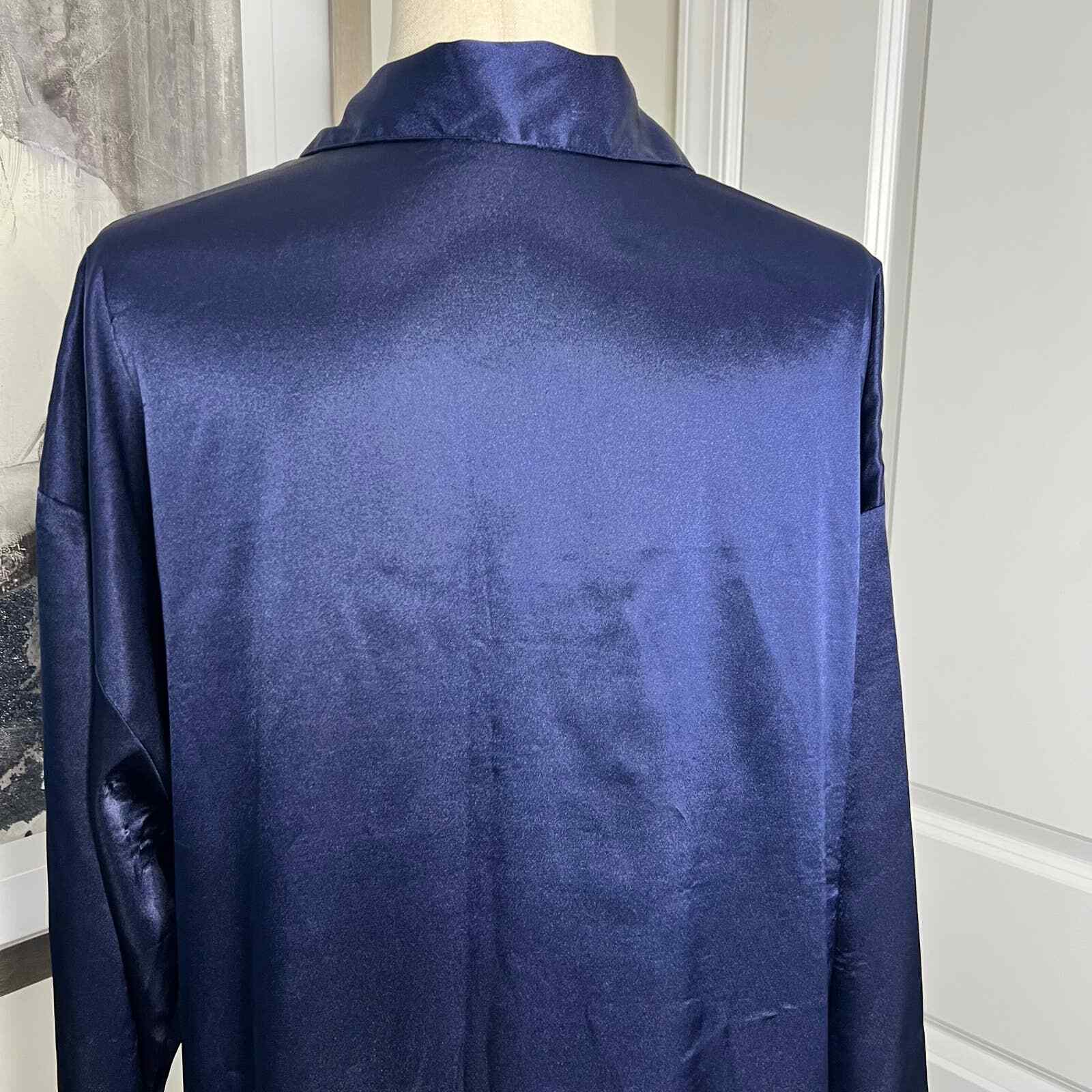 Victoria's Secret Large Night Gown Shirt Navy Blue Bu… Gem
