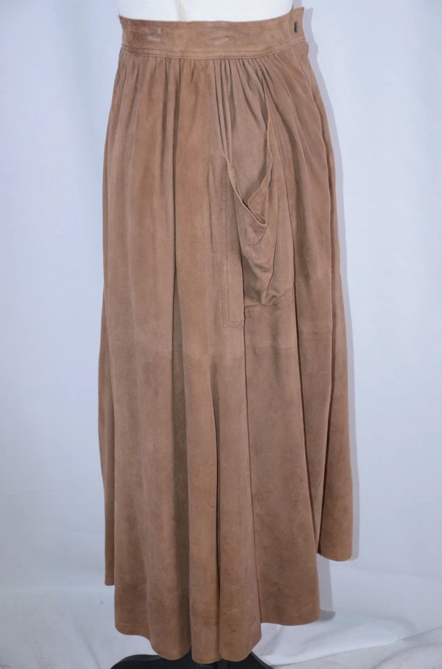 Fendi Women's Skirt Sz 38 Suede Brown Long Italy Career Boho Gypsy Large Pockets - Image 3 of 4