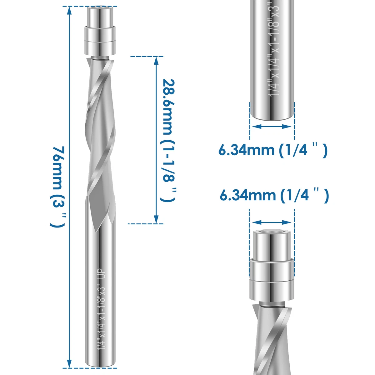 Upcut Spiral Flush Trim Router Bit Flush Cut Router Bit with 1