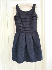 Damsel In A Dress occasion dress navy pleated floral flared size 8