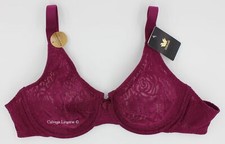 NWT WACOAL 851205 "Halo Lace" Full Figure Molded Lace Bra w/ J-Hook Burgundy 38C