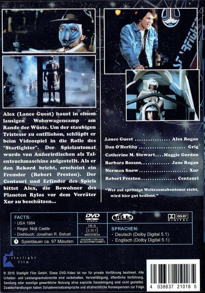The last Starfighter , Starfight , digital remastered , DVD region free , NEW - Image 2 of 2