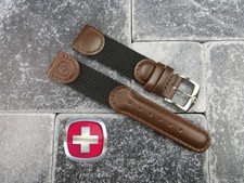 Brown Leather Black Nylon Strap Army Watch Band 20mm 19mm 18 X1 Wenger Swiss V