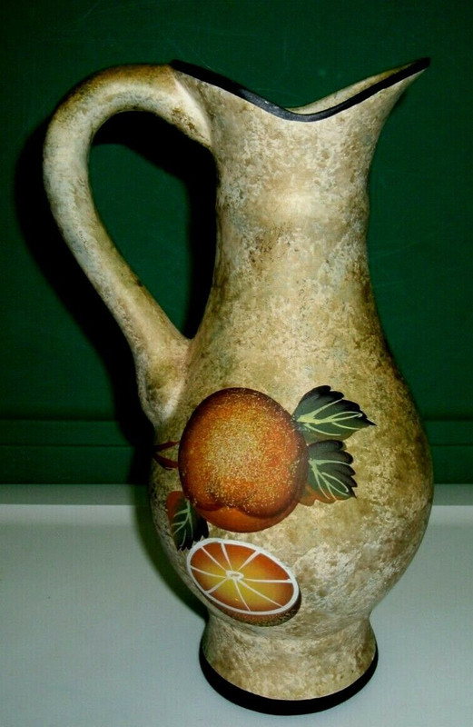 Ceramic Pitcher-Fruity Design-From Spain-Portugal-Wine Country Look-Hand Crafted