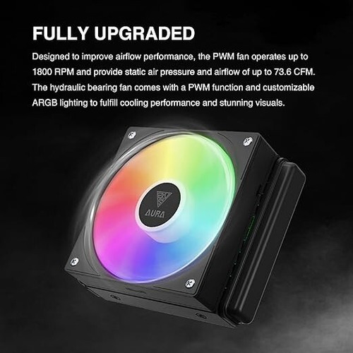 GAMDIAS 120mm AIO CPU Water Cooler, Rotatable Pump, MB Sync ARGB PWM Fan, 30 Bui - Photo 5/9