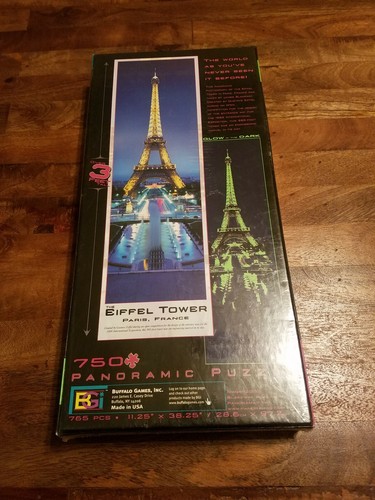 Buffalo Games:The Eiffel Tower Glow In the Dark Panoramic 750 Piece Puzzle (New) - Picture 2 of 12