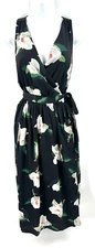 Banana Republic Wrap Dress Womens 0 Floral Midi Tropical Fairy Romantic Classic 
