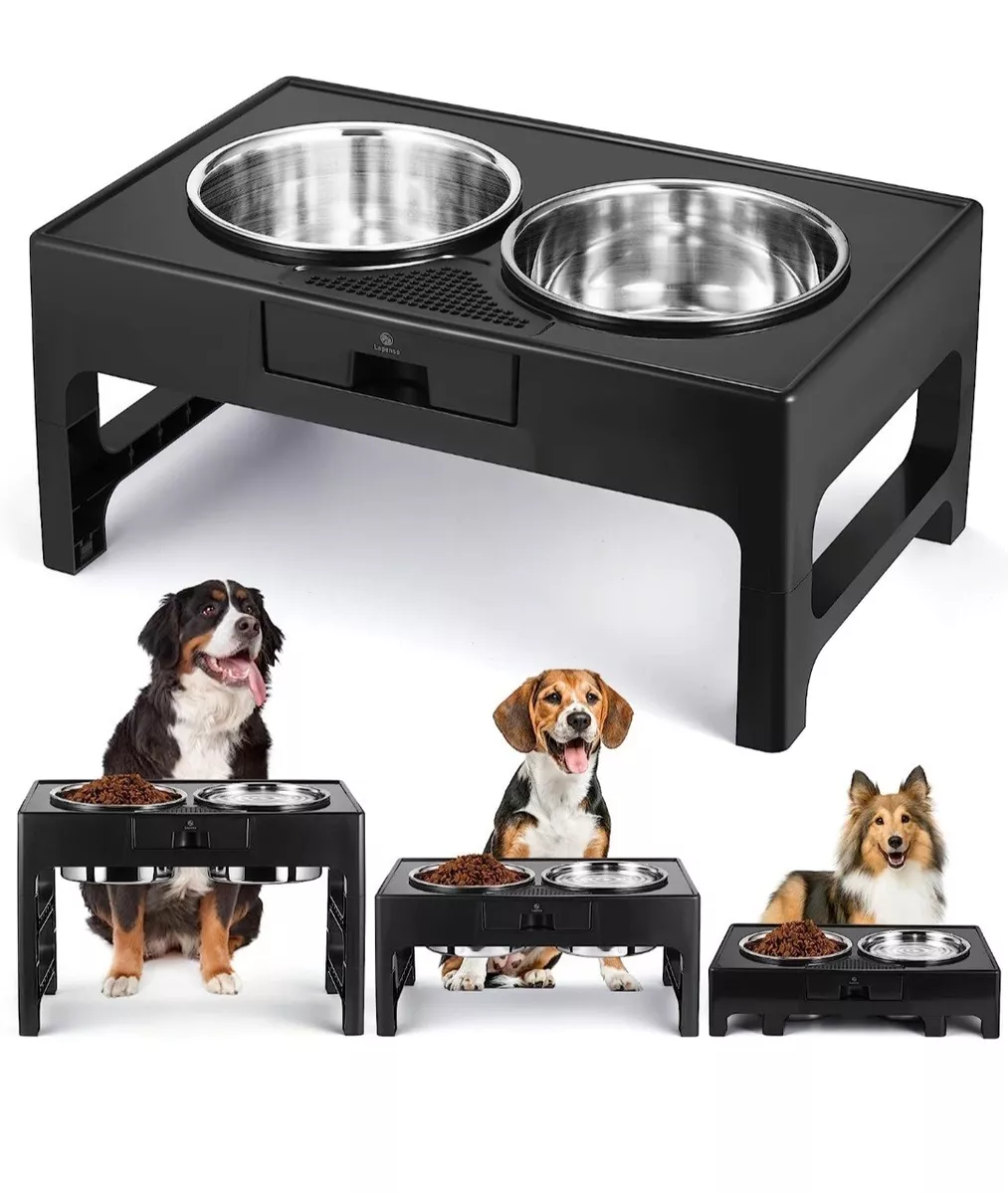 Elevated Dog Bowls, Stainless Steel Raised Dog Deep Bowl with Adjustable  Stand