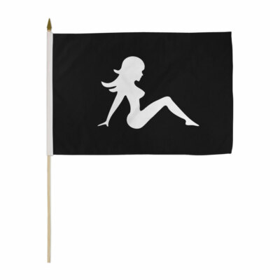1 Dozen The Lady Flags 12x18in Stick Novelty Trucker Mud Flap Girl Flag