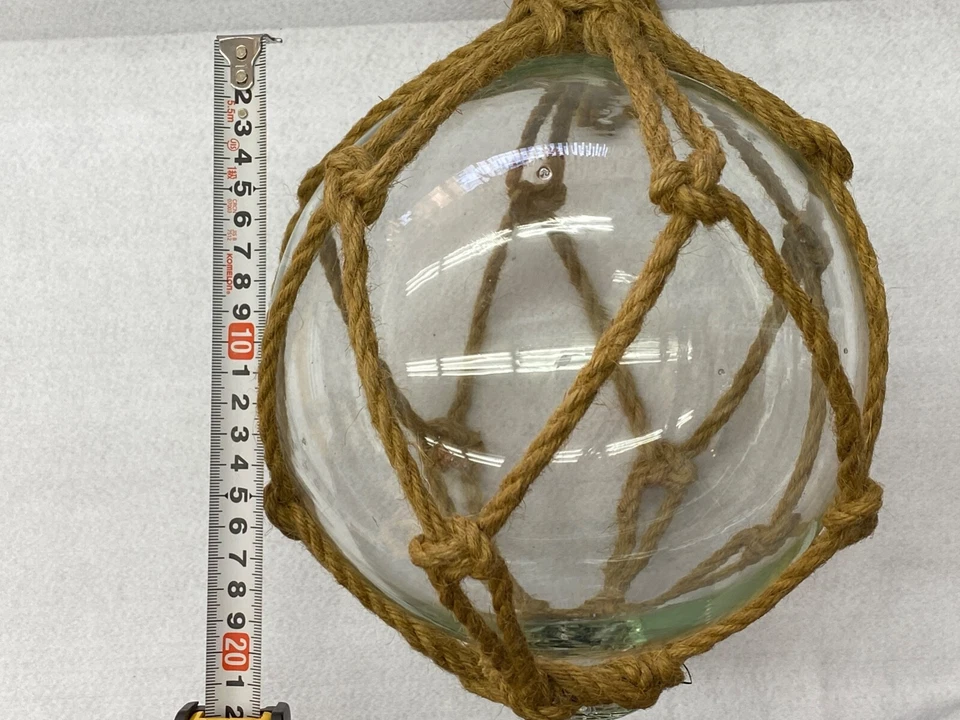 ENORME RED DE BOLAS Boya Redonda Japonesa VIDRIO FLOTADORES 8.7" 22cm Auténtica De Colección Foto 4 de 4