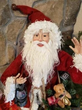 NWT Large 28" Santa  with Toy Bag & Lantern Christmas Figure Display Prop