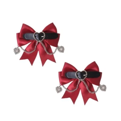 Stylish Gothic Heart Bows Hair Clip for Creative Hairstyling Halloween Hairpiece - Image 1 of 4