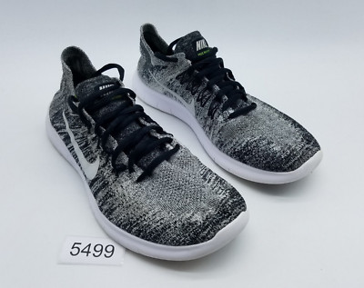 Nike Free RN Flyknit 2017 Women's Size 9 Running Shoes Black White Oreo
