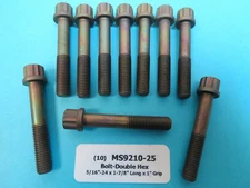 (10) 5/16-24 x 1-7/8 Long Double Hex 12 Point Aircraft Aerospace Bolt MS9210-25
