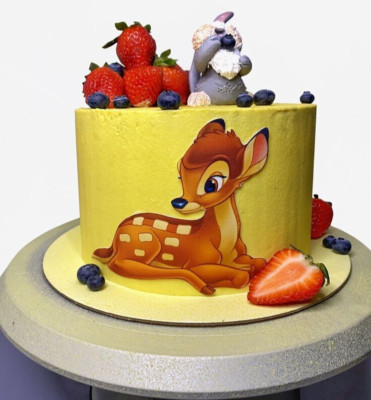 Bambi Essbar Deer Party Tortenaufleger Torte  Geburstag Zuckermasse + TEXT