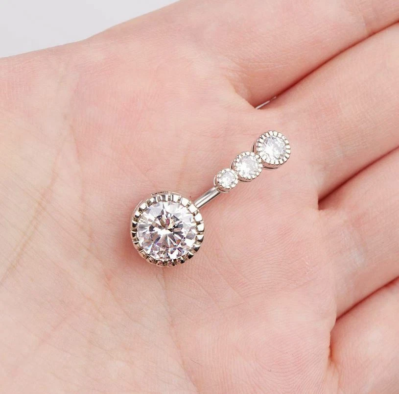 Piercing Ombelico Diamanti Donna Anallergico Alta Qualita - Immagine 3 di 3
