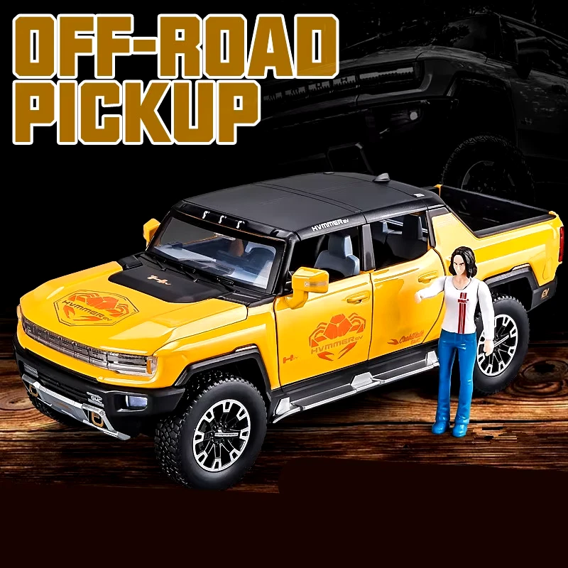 1:24 HUMMER EV Pickup Aleación Nueva Energía Modelo de Coche Diecast Metal Vehículos Todoterreno Foto 2 de 4