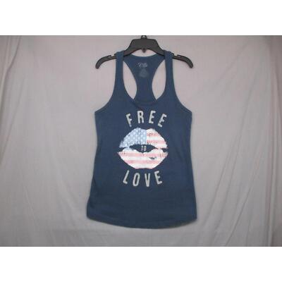 Cold Crush Womens Blue Graphic Print Racerback Tank Top Size Small