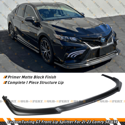 CTM Design Matte Black Front Bumper Lip Splitter For 2021-24 Toyota Camry SE XSE