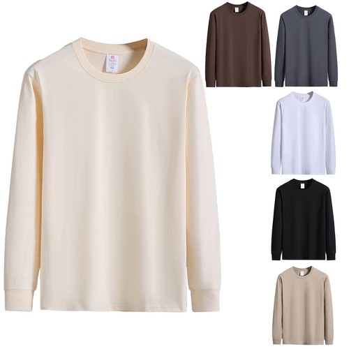 Men's Sweatshirts Tops Solid Color Long Sleeve Pullover Sweater Top Undershirts - Picture 2 of 41